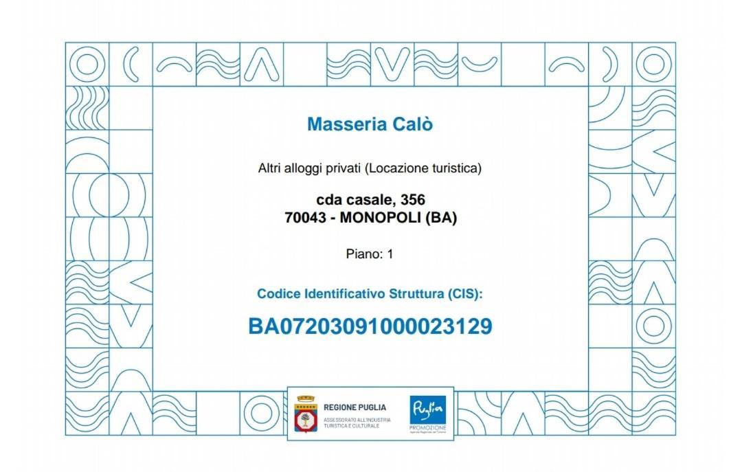 Masseria Calo Monopoli Eksteriør bilde